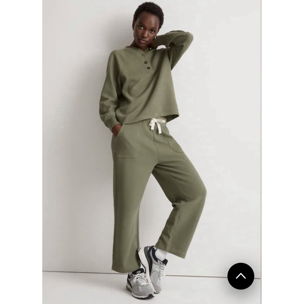 MWL Madewell Waffle Textured Straight Sweatpant Women S Faded Palm Green Lounge